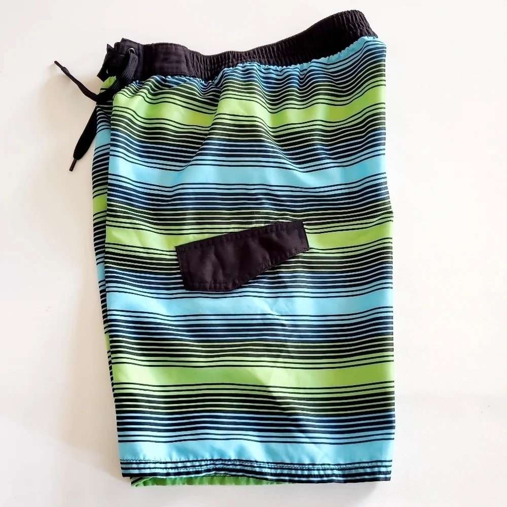 K1264 * Adidas Boys Swim Trunks Blue Green Size M